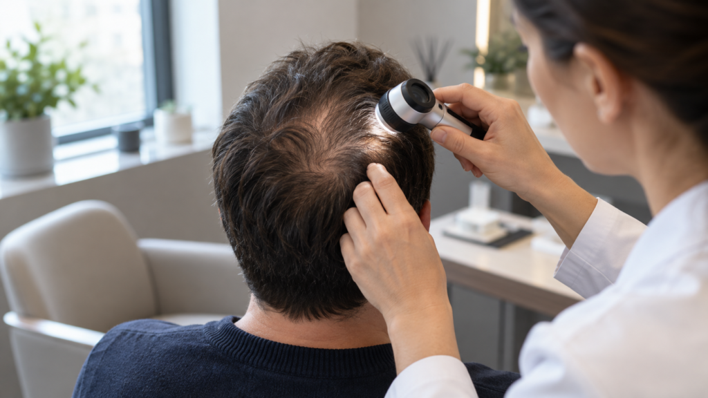 Hair loss assessment with a dermatoscope before considering a hair transplant